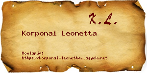 Korponai Leonetta névjegykártya